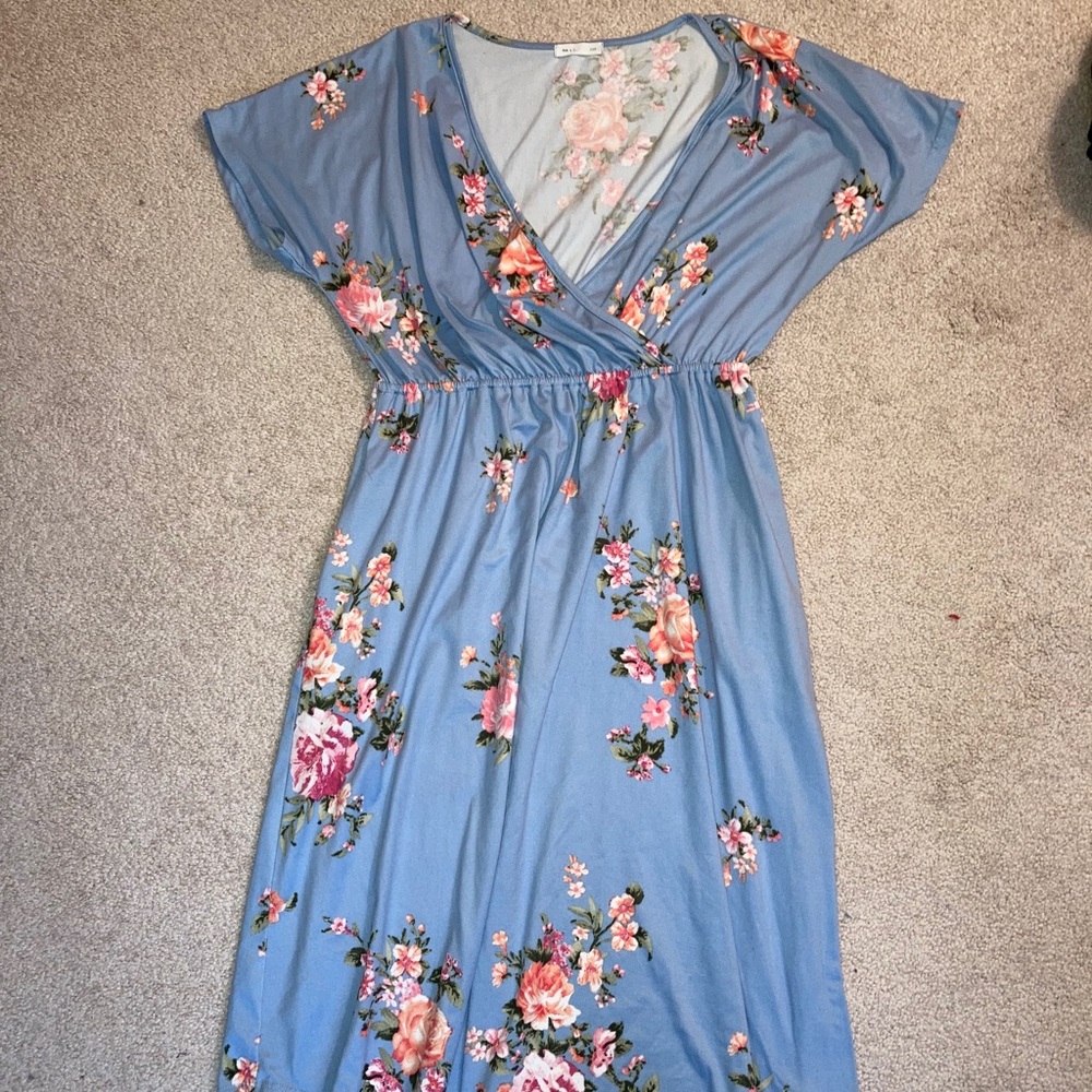 Blue Floral Maternity Dress